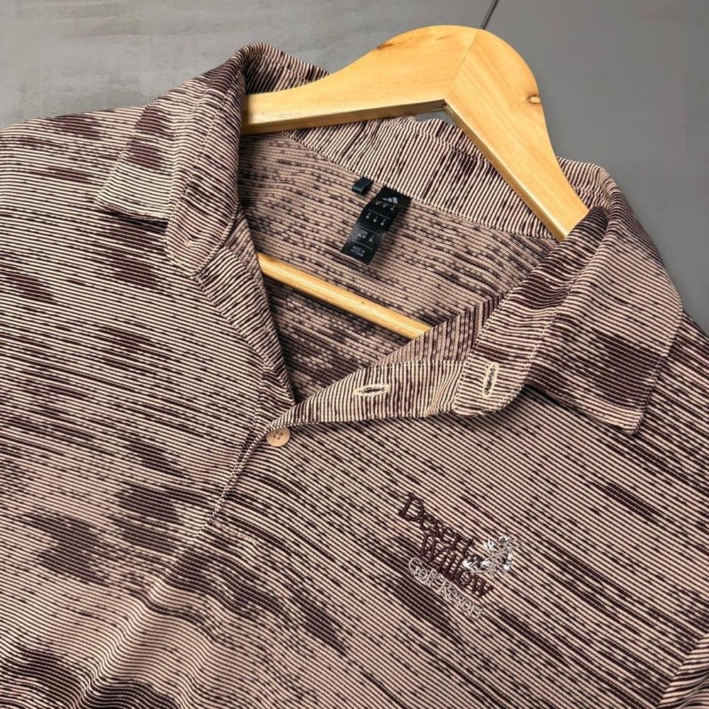 Adidas Polo Shirt Brown Space Dye Desert Willow Golf Resort Size Medium